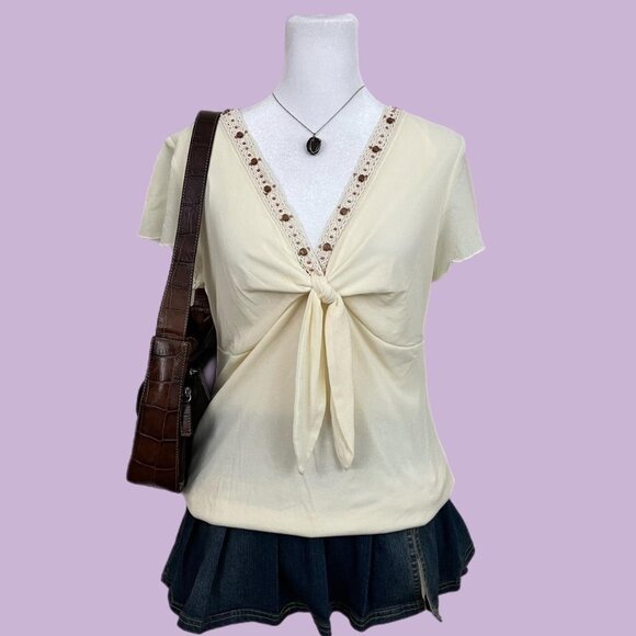 y2k cream girly coquette downtown it girl top - Picture 1 of 8